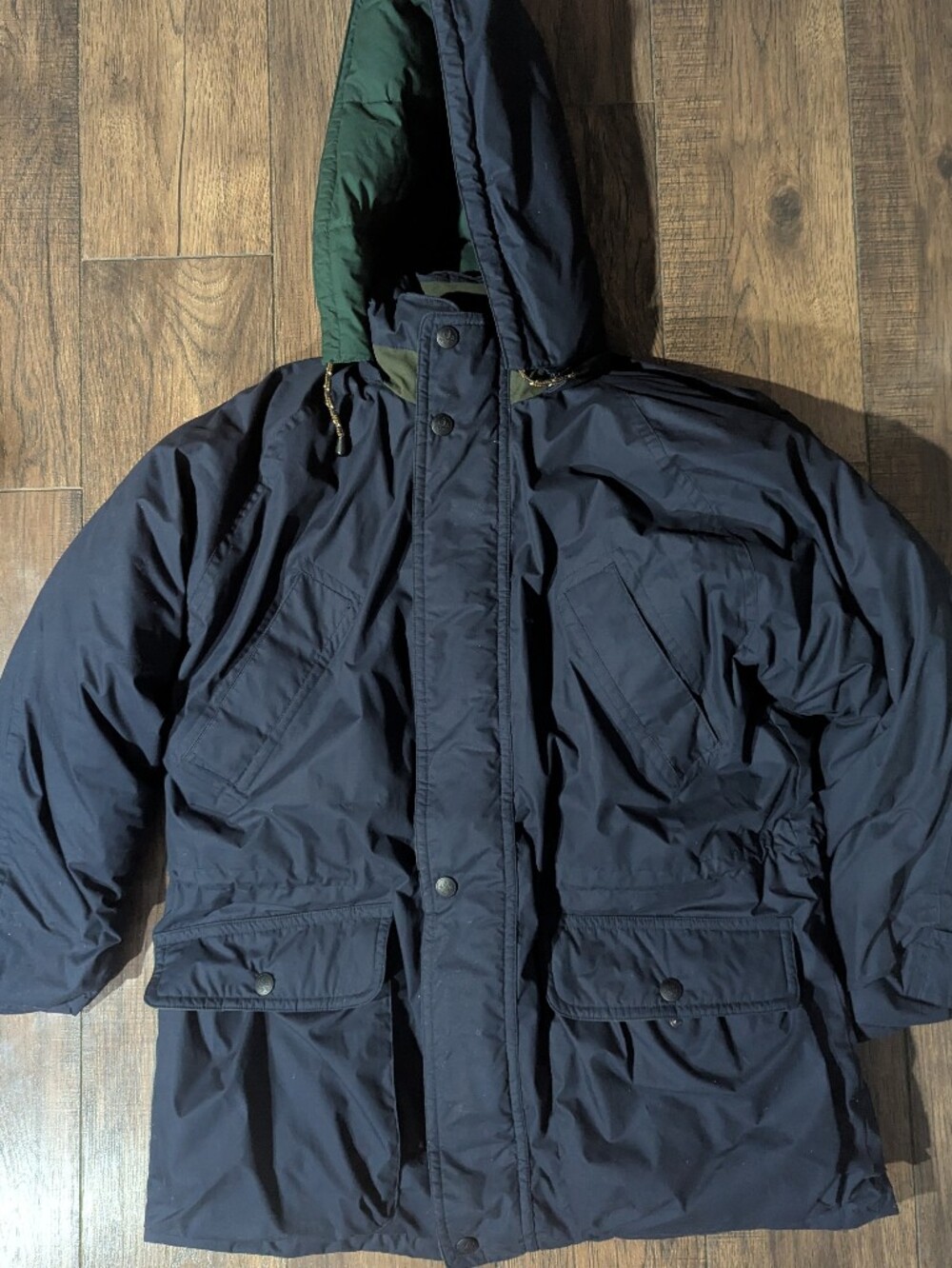 Rainforest Mens Navy Blue Thick Puffer Coat w/ Down & Feather Fill Hooded Size L